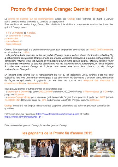 Promo fin d’année orange: dernier tirage!