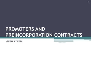 Promoters and preincorporation contracts