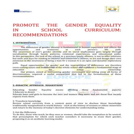 Promote the gender equality in school curriculum