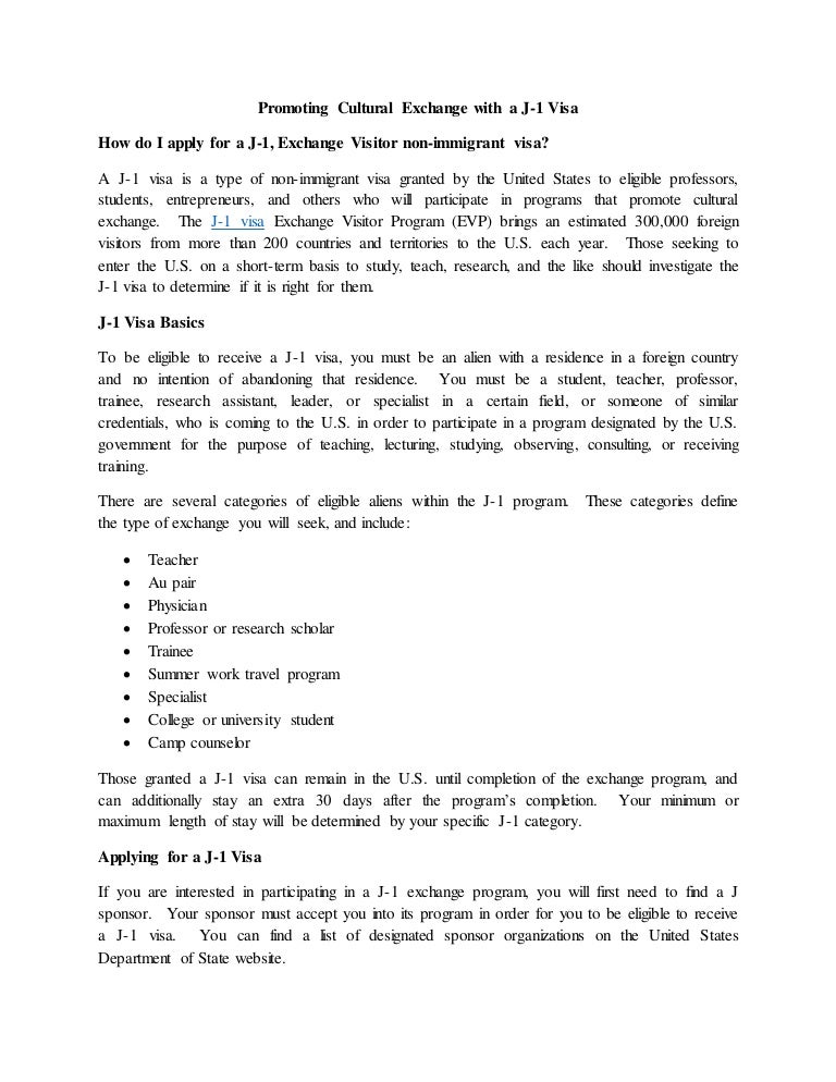 Promoting Cultural Exchange With A J 1 Visa