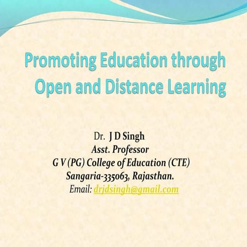 Promoting Education through Open Distance Learniong
