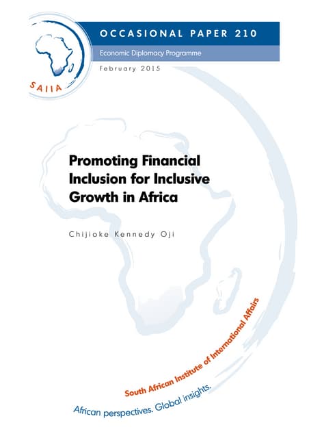 Promoting Financial Inclusion for Inclusive Growth in Africa