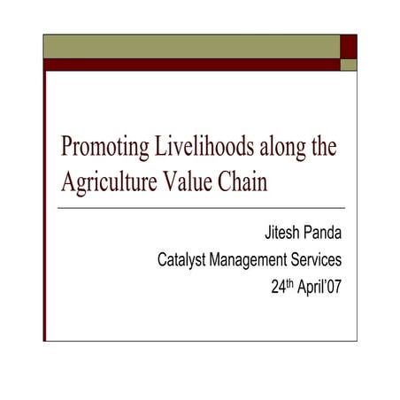 Promoting Livelihoods along the Agriculture Value Chain 230307