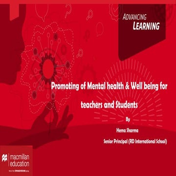 Promoting Mental Health and Well-being for Teachers and Students | PPTX