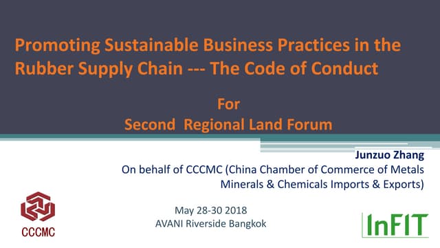 Promoting sustainable business practices in the rubber supply chain   the code of conduct