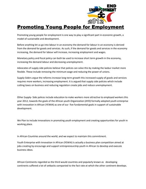 Promoting young people for employment