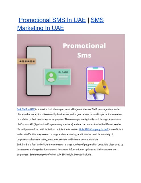 SMS Marketing In UAE | Promotional SMS In UAE  