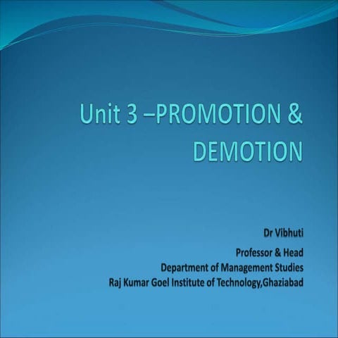  Promotion  & Demotion I HRM 202 I Unit 3 I AKTU