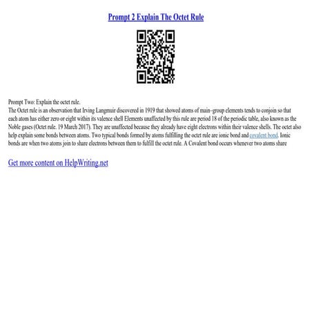 Prompt 2 Explain The Octet Rule