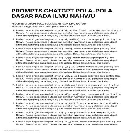 PROMPTS CHATGPT POLA-POLA DASAR PADA ILMU NAHWU