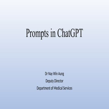 Prompts in ChatGPT ppt for Healthcare workers