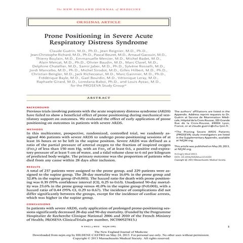 Prone Positioning in Severe Acute  Distress Syndrome - Posição Prona em Indiv...
