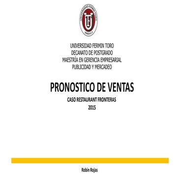 Pronostico de ventas   restaurant fronteras