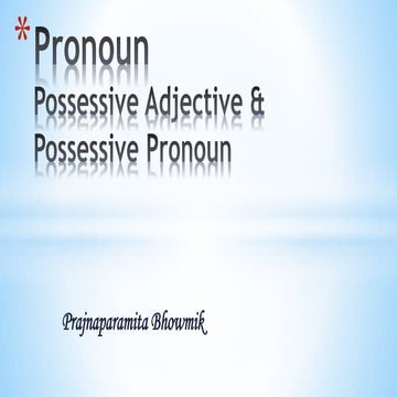 #learningisfun #englishgrammar Pronoun / Possessive Adjective / Possessive Pronoun