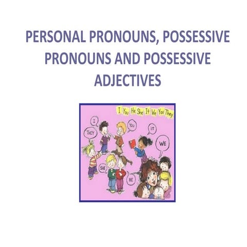 Personal Pronouns, Possessive Pronouns and Possessive Adjectives