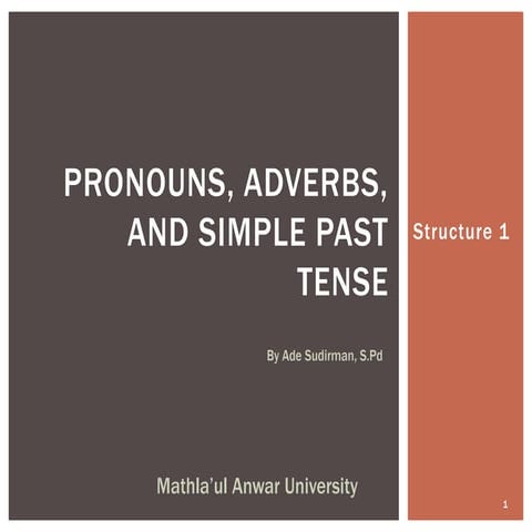 Pronouns, adverbs, and simple past tense (structure 1)