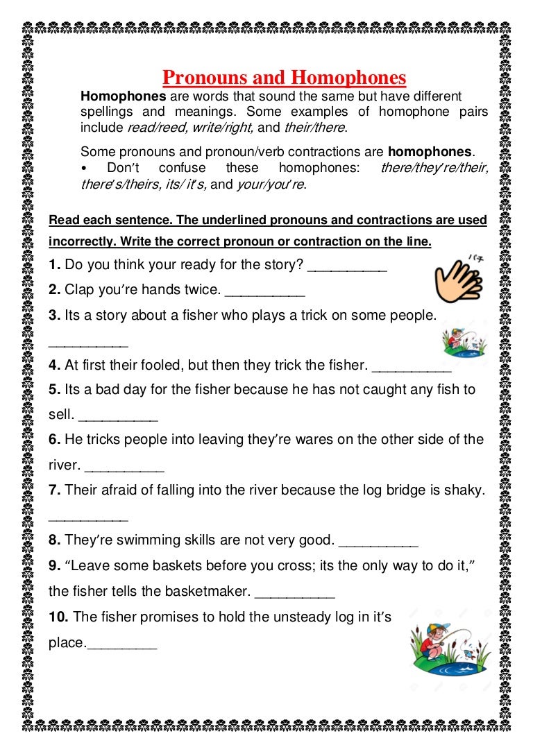 pronouns and homophones