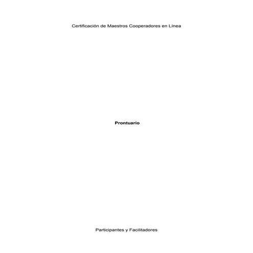 Prontuario Certificación de Maestros Cooperadores en Línea