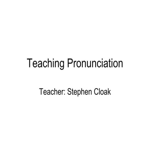 Teacher Training Pronunciation