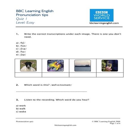 Pronunciation quiz 1