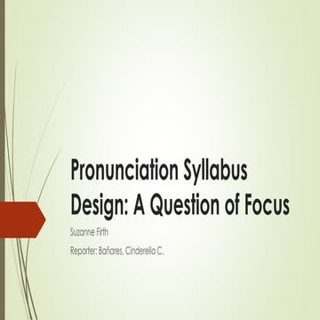 Pronunciation Syllabus Design