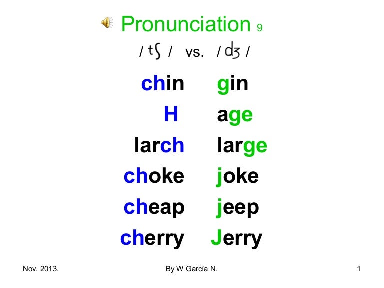 Pronunciation u.9.chin vs gin.