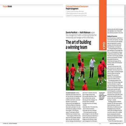 The art of building a winning team - Construction Manager Article
