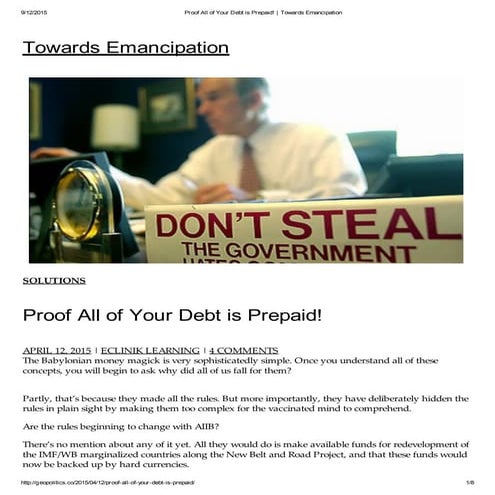 PROOF ALL OF YOUR DEBT IS PREPAID