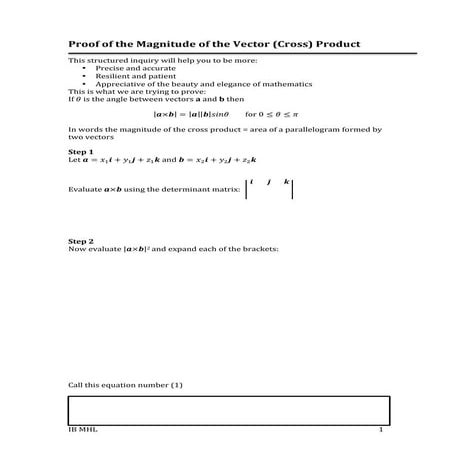 Proof of the magnitude of the cross product