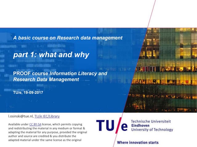 A basic course on Research data management: part 1 - part 4