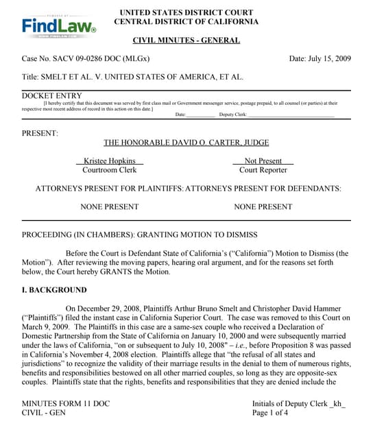 FindLaw | Prop. 8 Challenge Dismissal