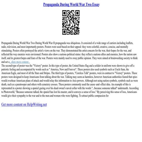 Propaganda During World War Two Essay