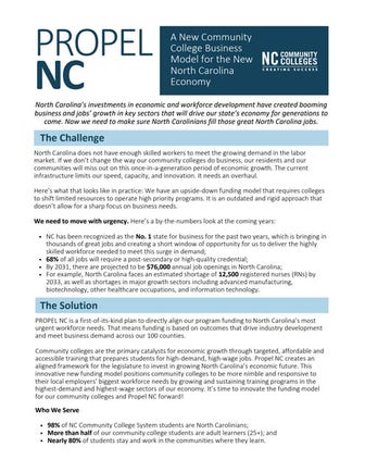 Propel NC: A New Community College Business Model for the New North Carolina ...