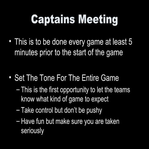 Proper Equipment And Captains Meeting