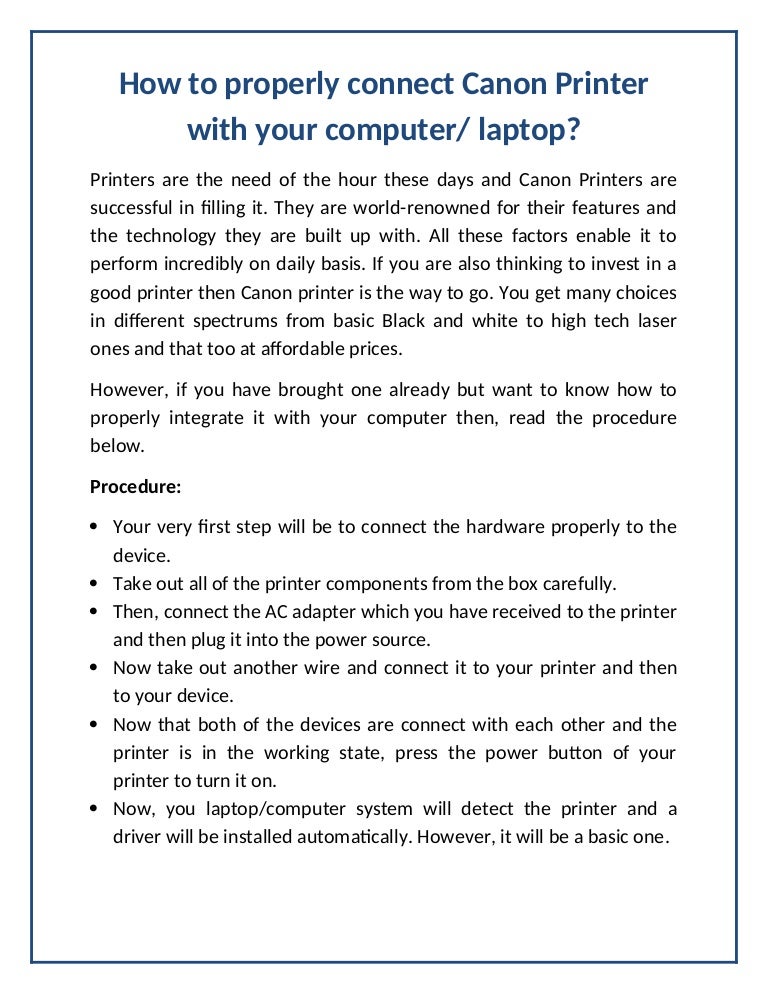 how to pair canon printer to laptop