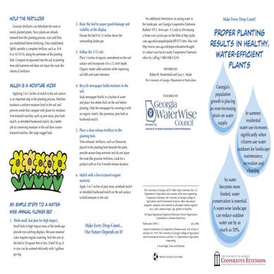 Proper Planting Results in Healthy, Water-Efficient Plants: Make Every Drop C...