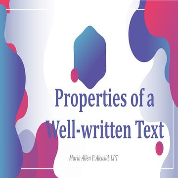 Properties of a well written text