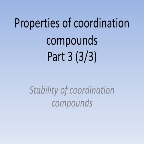Properties of coordination compounds part 3 of 3