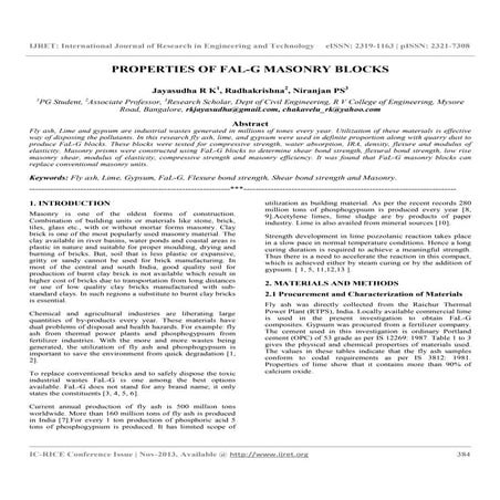 Properties of fal g masonry blocks
