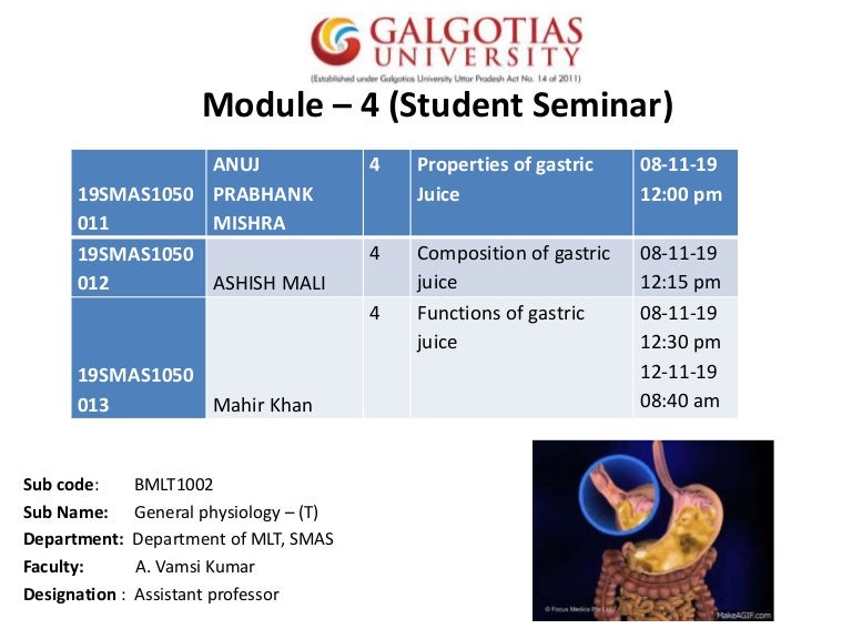 Properties of gastric juice, composition of gastric juice and functio…