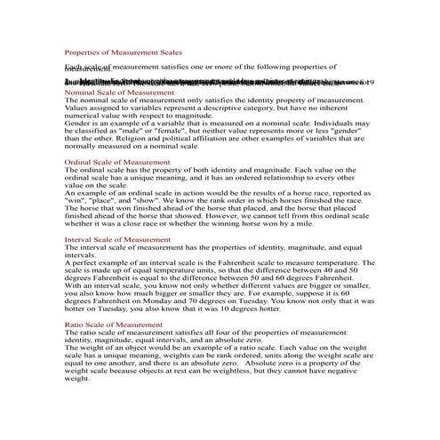 Properties of measurement scales