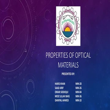 Properties of optical materials