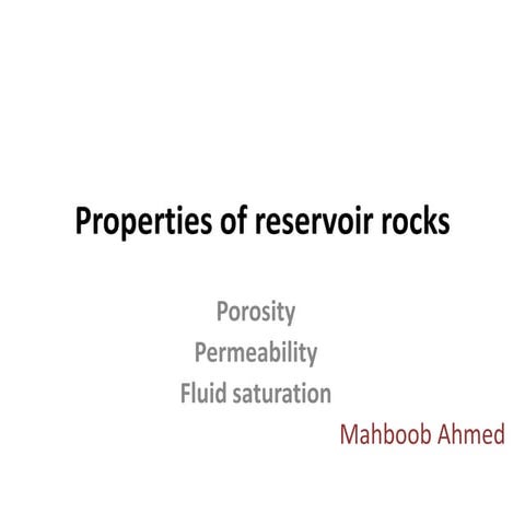 Properties of reservoir rocks