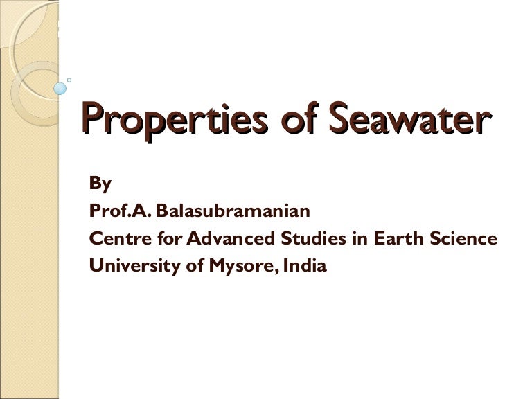 Properties of sea water