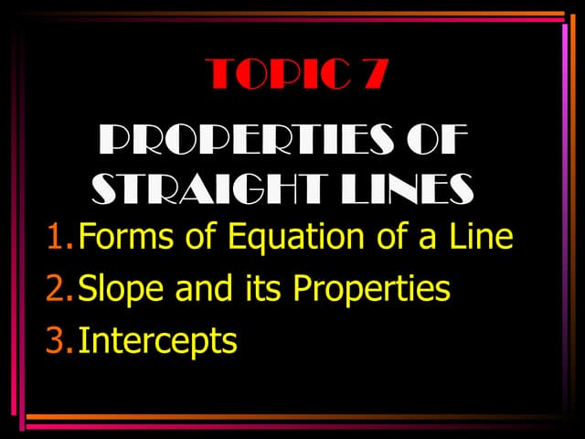 Properties of straight lines