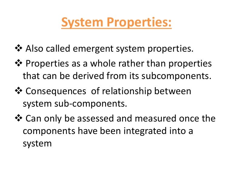 Properties of system