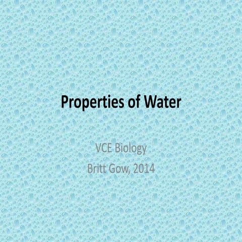 Properties of Water