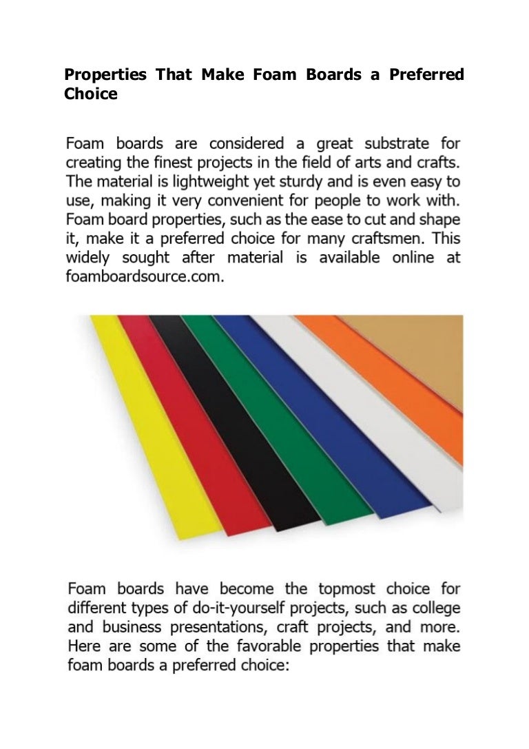 Properties That Make Foam Boards a Preferred Choice