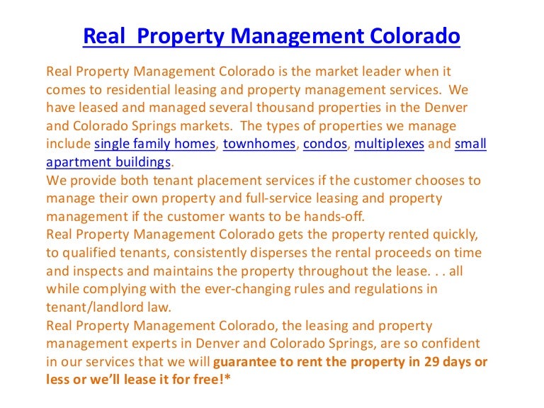 Real Property Management Colorado