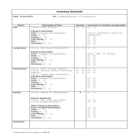 Property letting   inventory checklist
